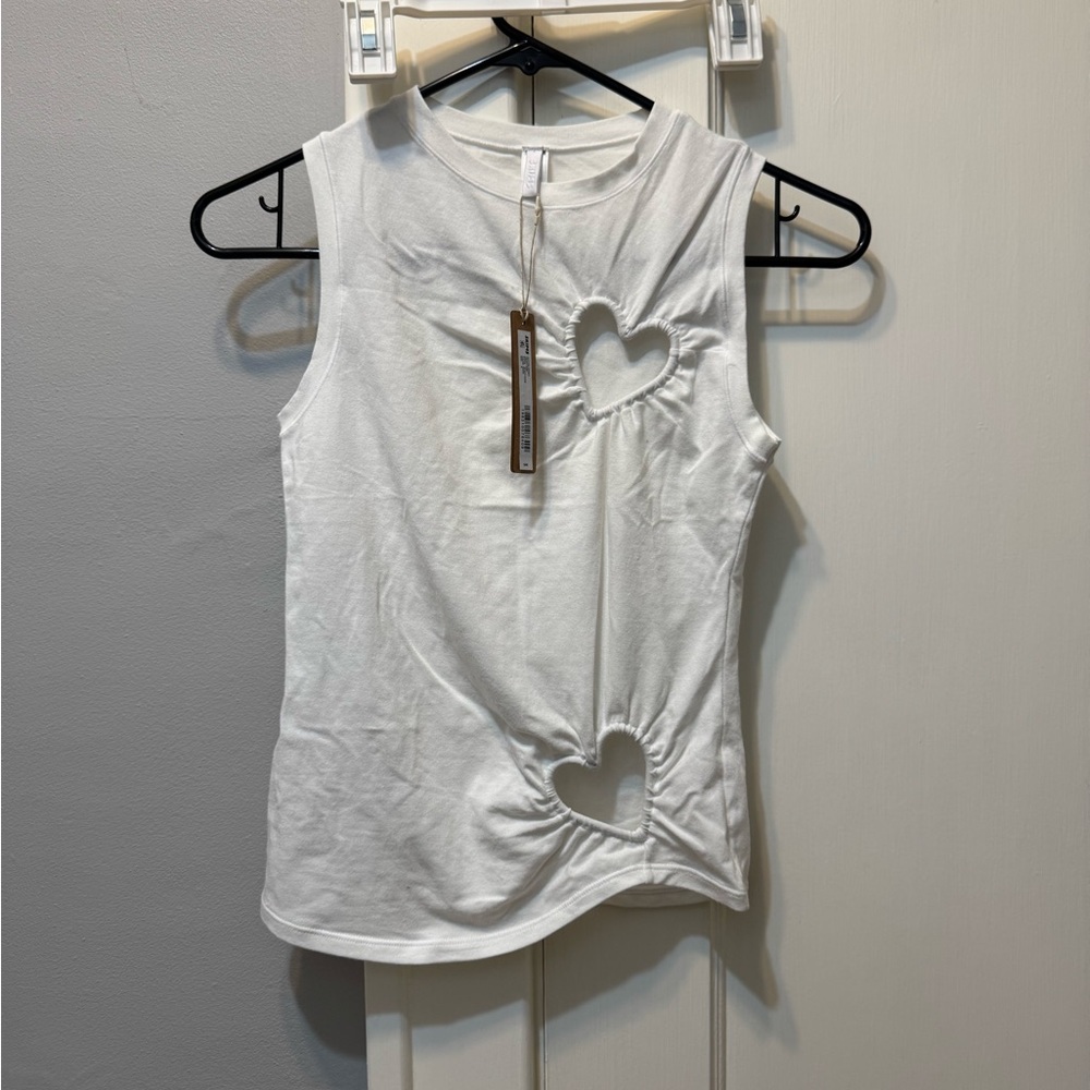 SKIMS White cotton jersey Heart Cutout Tank Top
